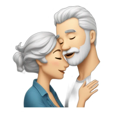 Man with gray hair and white beard kisses a woman with dark brown hair sticker