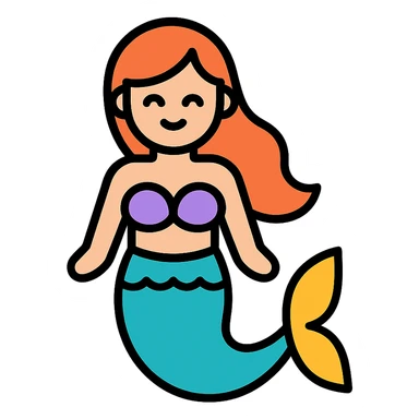 color outline icon of a mermaid sticker