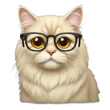 beige persian cat with reading glasses sticker