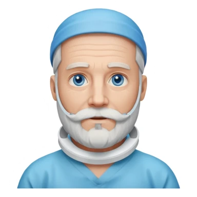 Older man with a full beard, a medical neck brace, and blue eyes. sticker