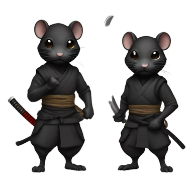 ninja black skin adult rat with katana sticker