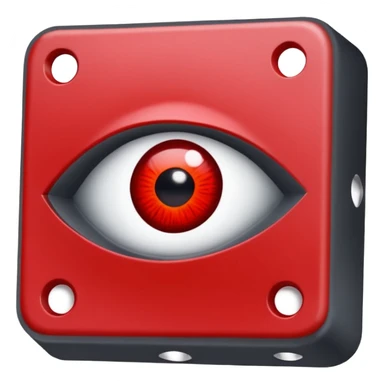 Show me a really dark grey square with a red flash on the side of it to look like a flashy eye and no other eye on the right side of the square. Add this to the head too. A domino hat that is from forsaken 1x1x1x1. sticker