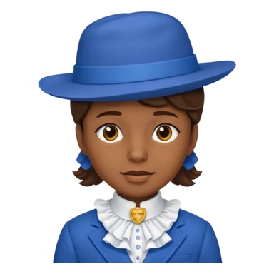 Typische zwartepiet, de knecht van Sinterklaas, blauw pak en muts, kraag sticker