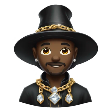 rich black magician, wearing diamond chains sticker