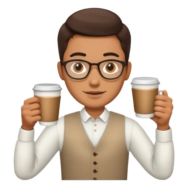 a man with two glasses of coffee sticker