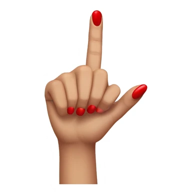 woman hand pointing index finger, red nail varnish. top of the hand is showing directly from above.no other finger nail is showing. sticker