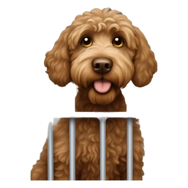 Brown labradoodle in jail behind bars sticker