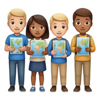 children Holding Maps sticker