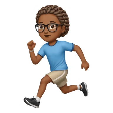 black boy with glasses and braided hair running sticker