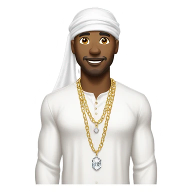 a black rich man wearing a white durag, white shirt, diamond earrings and diamond chain sticker
