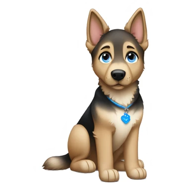 german shepherd with white brunette girl with blue eyes sticker
