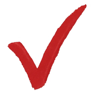 Isolate and keep only the red checkmark in a torn calligraphic style with a transparent background, 512x512px. sticker