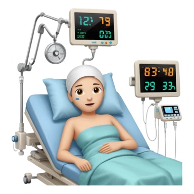a patient waking up before a surgery, with monitors etc. A PATIENT NOT A DOCTOR sticker