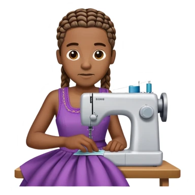 Black guy with cornrows sewing a dress sticker