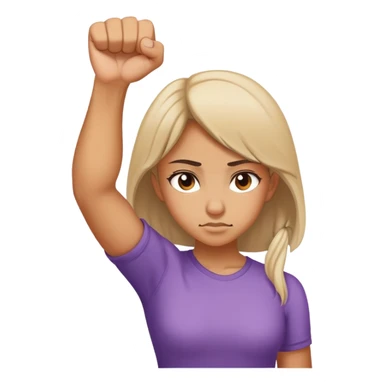 Girl bowing, with fist underneath pale nose sticker