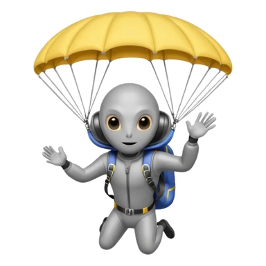 Skydiving grey alien with parachute and UFO sticker
