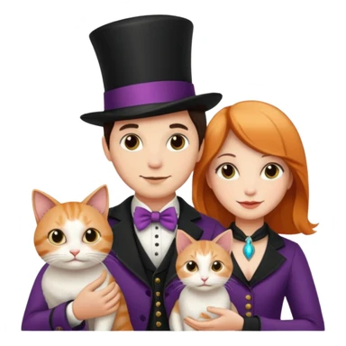 magician couple and their pet cat sticker
