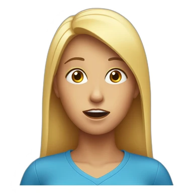 surprised woman with blue shirt sticker