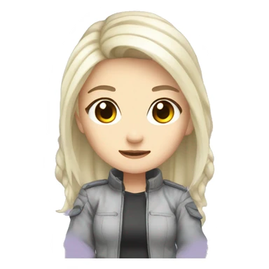 emoji for twitch, anime chibi-style, girl, ice ash blonde hair sticker