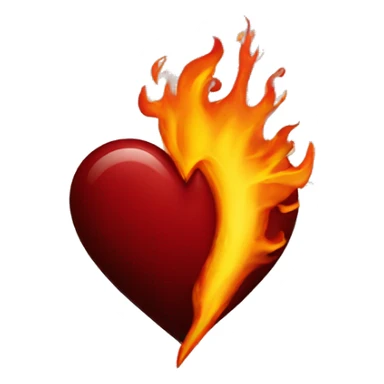 Dark red heart on fire sticker