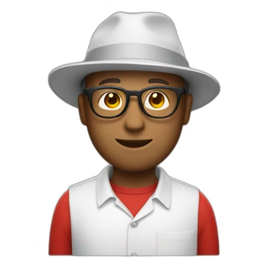 white guy with a hat, a red polo and glasses sticker