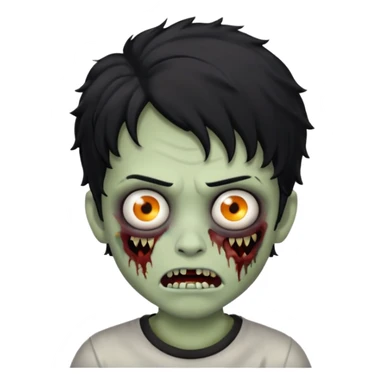 a boy with wavy hair, a zombie-shaped mouth piercing hum, and black hair sticker