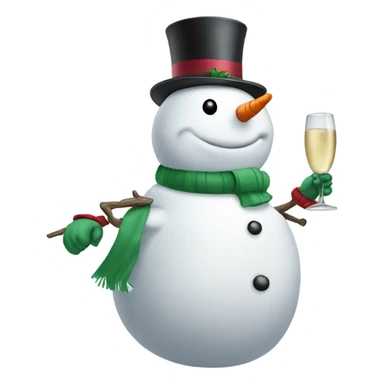 Snowman with arms drinking champagne  sticker