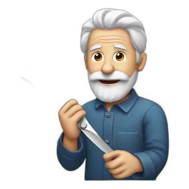 An old man with scissors sticker
