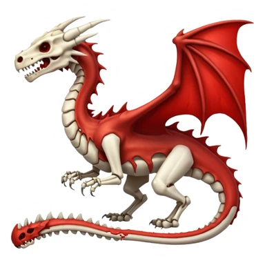  White skeletal skeleton bone dragon with some blood sticker