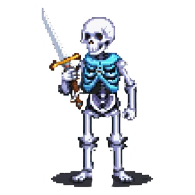 skeleton with a sword, action pose sticker