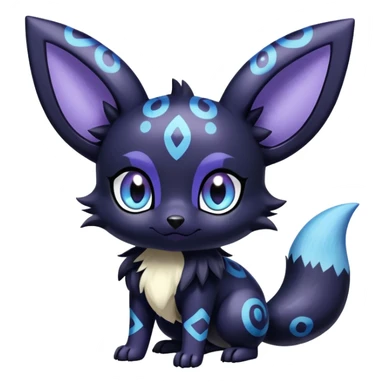 Shiny Cute Adorable Umbreon-Noibat-Meowstic-Hybrid-Creature with pattern-markings sticker