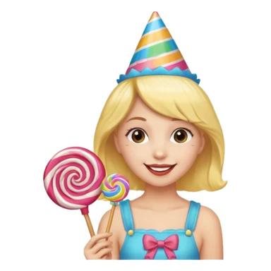 very pretty candy shop girl face with lollipop hair sticker