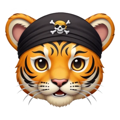 pirate tiger face with eye patch and bandana for Twitch emote sticker