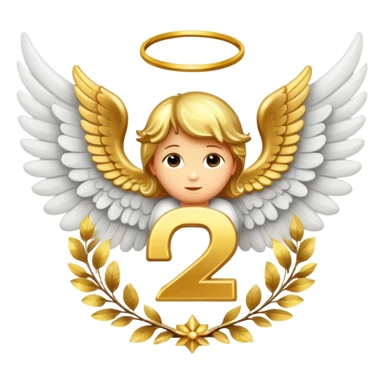 2st place award number decorated with angel golden wings  sticker