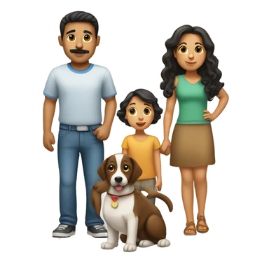 Hispanic family 2 kids and a dog sticker