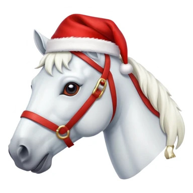 christmas new year's white horse with a red saddle sticker