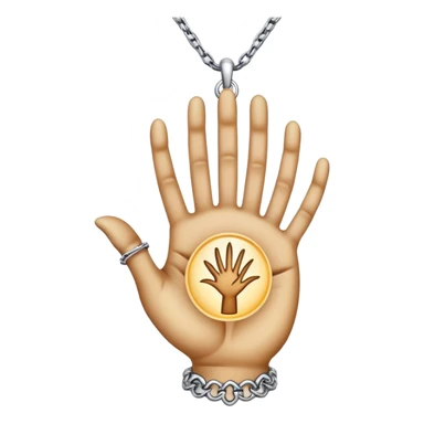 emojis for pendants with chains generally jewelry that is purposeful -- ethereal glowing hand with symbolic palm lines-- 5 fingers reading palm 
 sticker