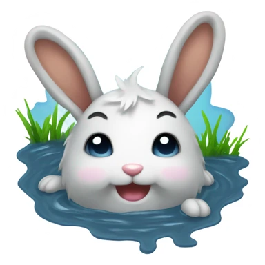 Wet Bunny in a puddle  sticker