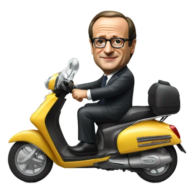 Francois Hollande on a scooter bike  sticker
