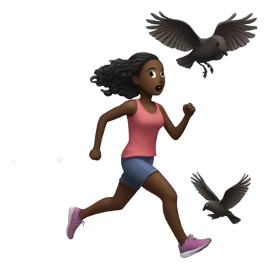 Dark skin girl running away from a bird sticker