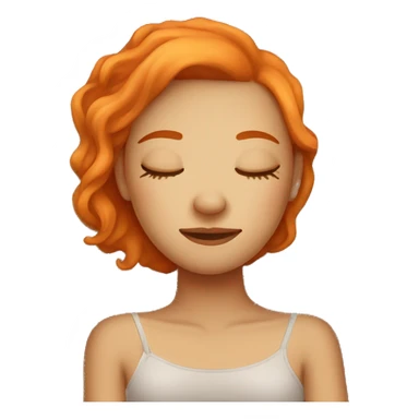 Tan girl with orange hair sleeping on pillow in bed sticker