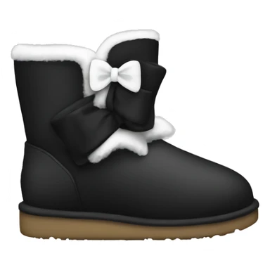 uggs black boots with a white bow sticker