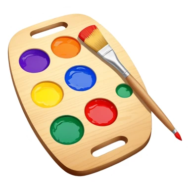 paint palette with bright colors and a brush, fun and inviting sticker