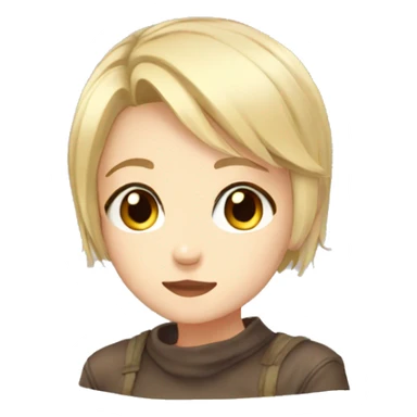 Cute anime girl, short hair, brown eyes, blonde,  sticker