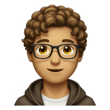 boy with glasses, hair brown, eyes brown, 30 years sticker