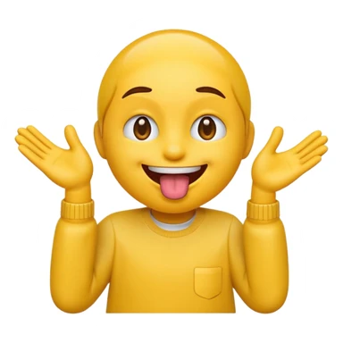 Emoji with hands to the side and tounge out sticker