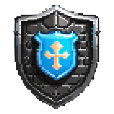 Shield badge with a menacing firewall symbol and glowing edges, cybersecurity theme sticker