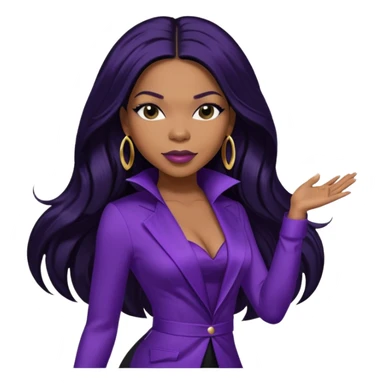 Tenitra Michelle Williams, R&B Singer (b.1979) from Destiny's Child with long jet black hair, medium dark skin, dark purple outfit sticker