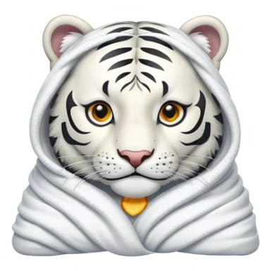 Shivering white tiger in a blanket sticker