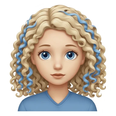 Curly blond blue eyes. Long hair cool beige blond. Longer hair beige ash blonde. sticker